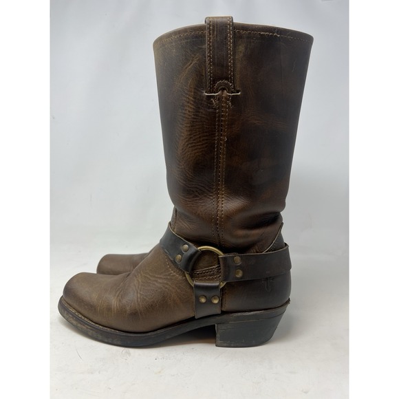 Frye 12R Harness Boots Womens 10 M Brown Leather Western Motorcycle USA Made - Picture 4 of 10